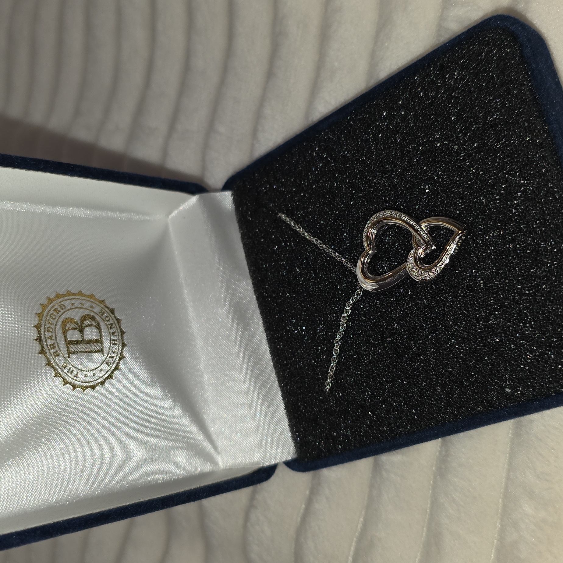 The Bradford Exchange Double Heart Pendant Necklace Silver Tone With Crystals